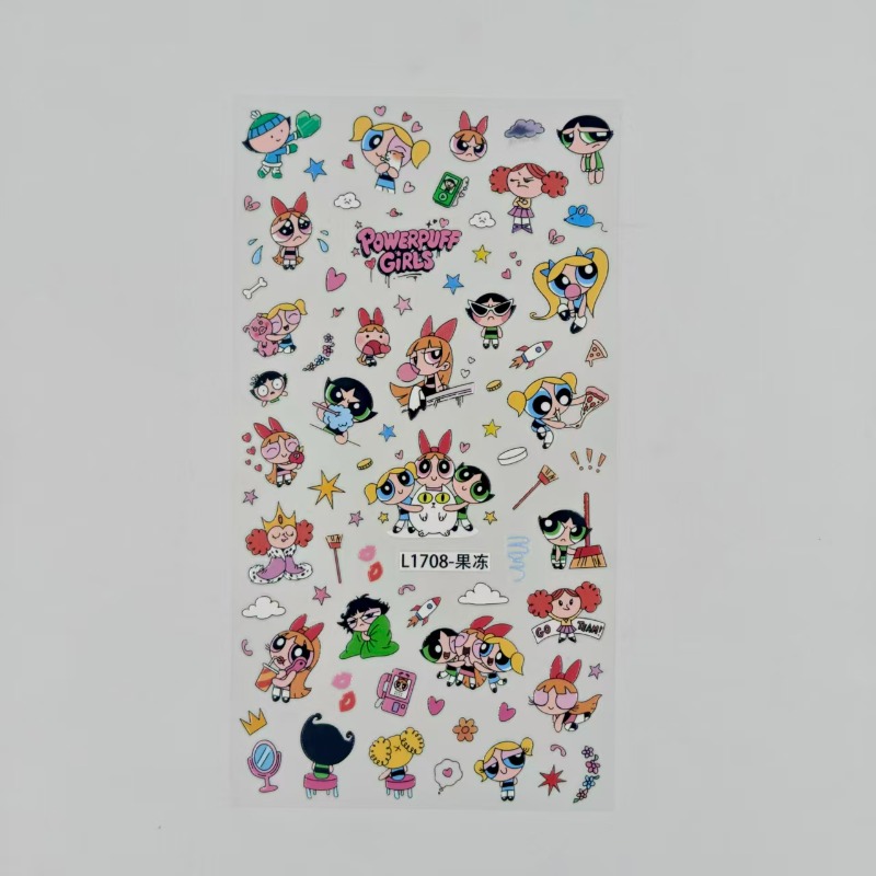 Nail Art - Autocollants des Powerpuff Girls, imperméables, mignons,