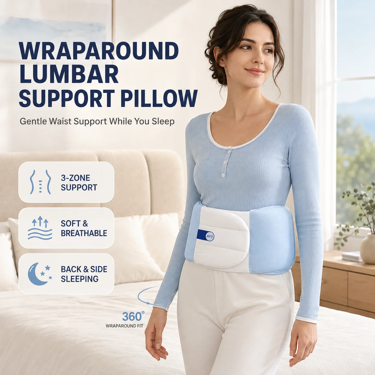 Massage - Oreiller de soutien lombaire pour dormir,